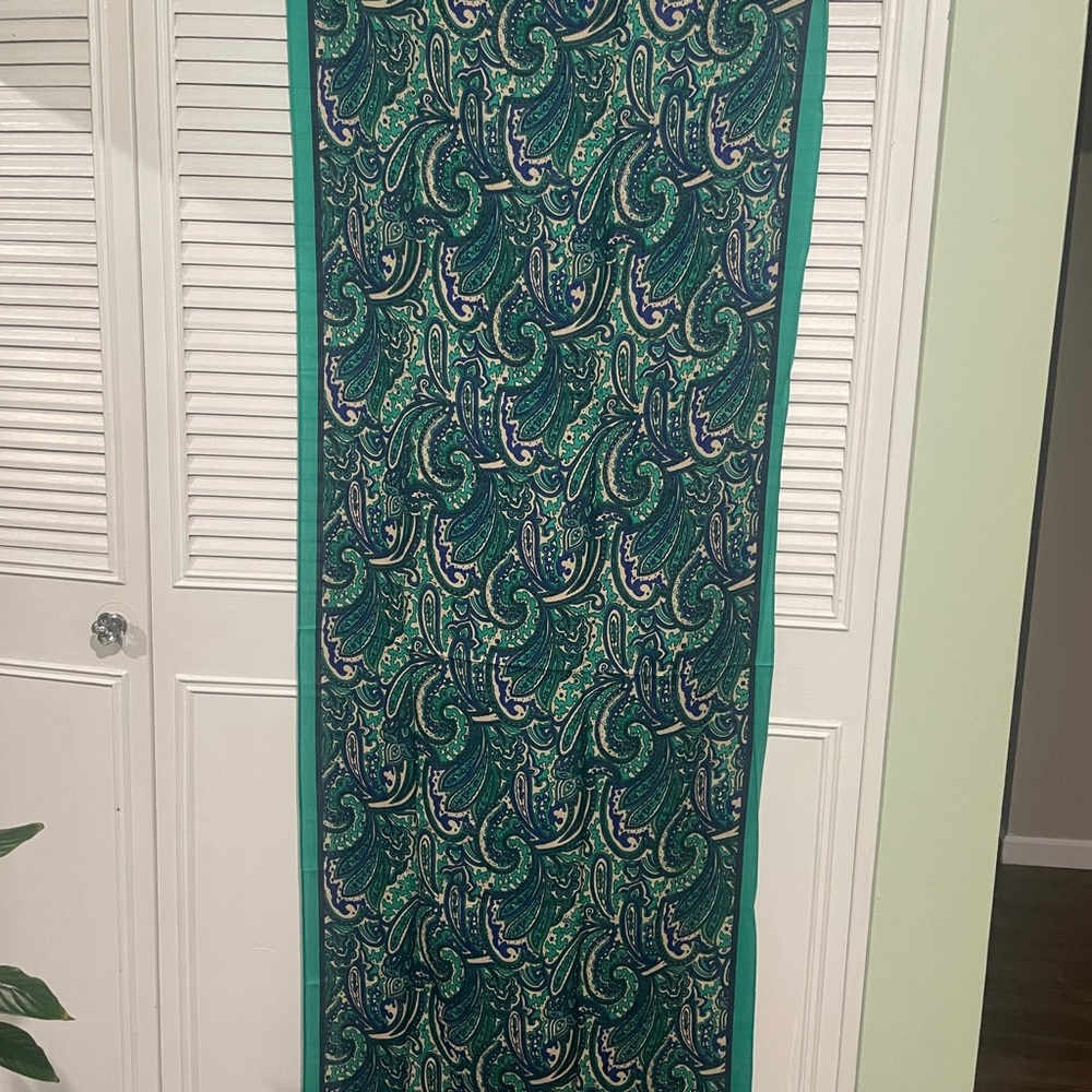 Lands' End Green Paisley Scarf